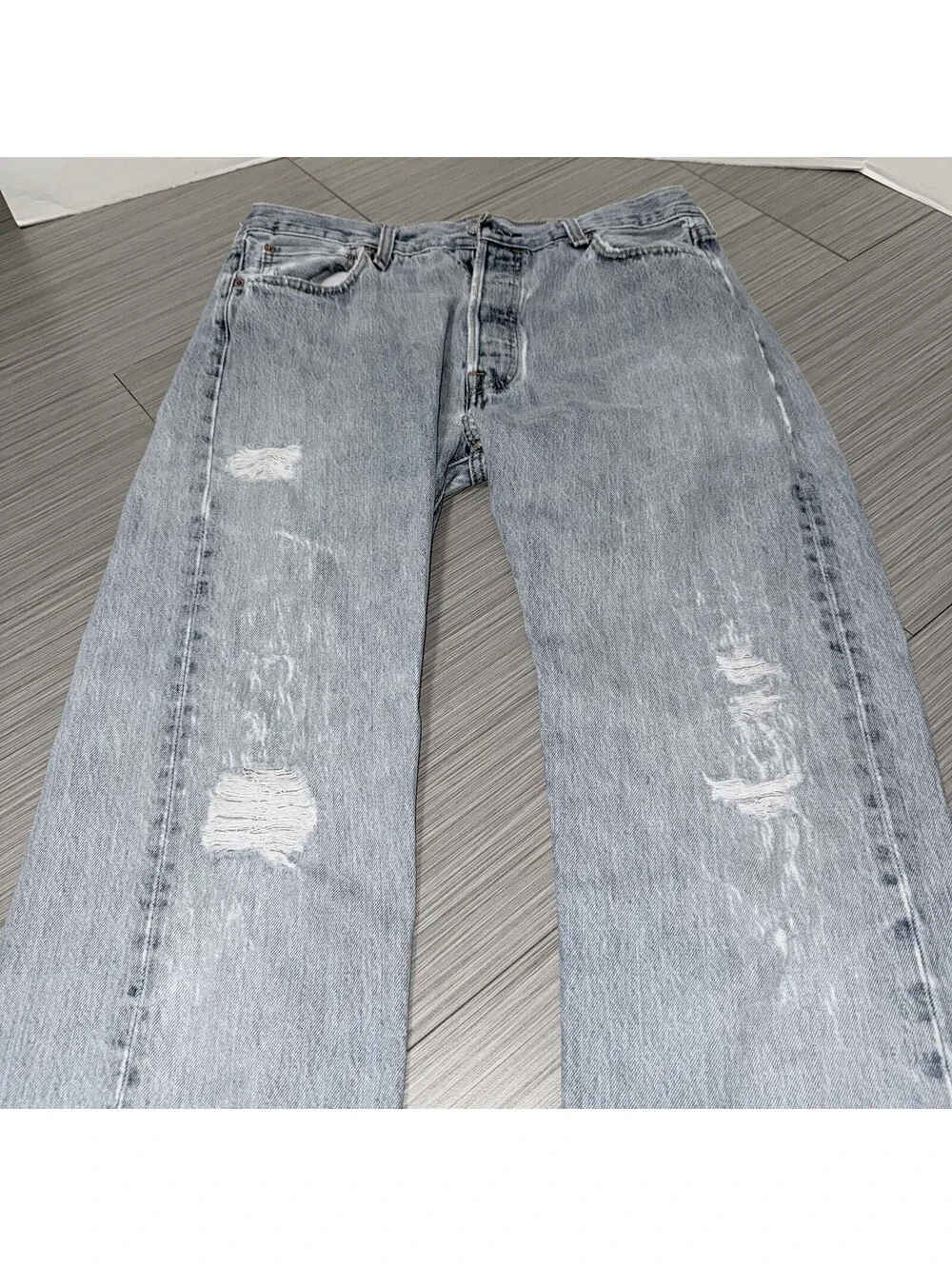 Levis 501 Distressed Denim Jeans Size W36 L36 “vintage Look”